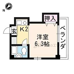 ラルン柏野 1Kの間取図画像