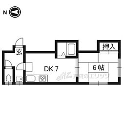 三浦ハイツ 1DKの間取図画像