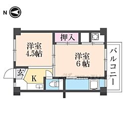 ビレッジハウス長岡2号棟 2Kの間取図画像