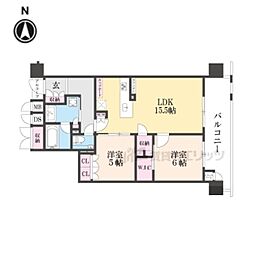 プレミスト京都二条城北 2LDKの間取図画像