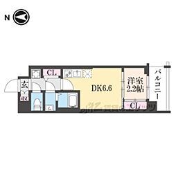 SOLTERRACE京都西大路郁 1DKの間取図画像