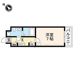 クレストコート二条城北 1Kの間取図画像