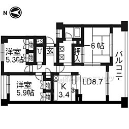パインフィールド洛西 3LDKの間取図画像