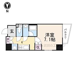 CQレジデンス京都御所西 1Kの間取図画像