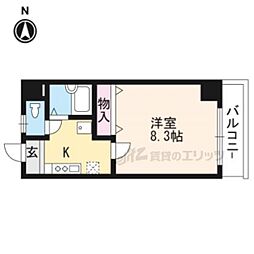 ハウスセゾン四条通 1Kの間取図画像