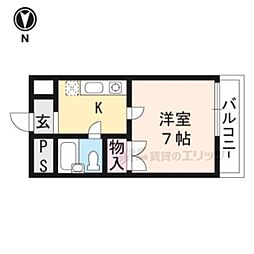 メゾンNOWNOW 1Kの間取図画像