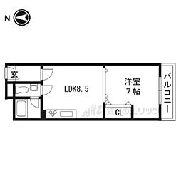 西陣グランドハイツ 1LDKの間取図画像