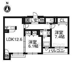 Lacasapulita 2LDKの間取図画像