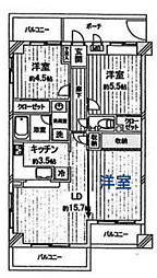 マイキャッスル木場公園 3階3LDKの間取り