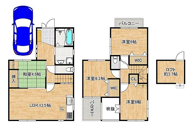 桃ケ池町２丁目　中古一戸建(4LDK)の間取り