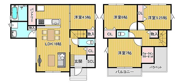 【建物プラン例】建物参考価格1600万円、建物面積97.70m2!フリープランですので、お好きに間取り変更できますよ!