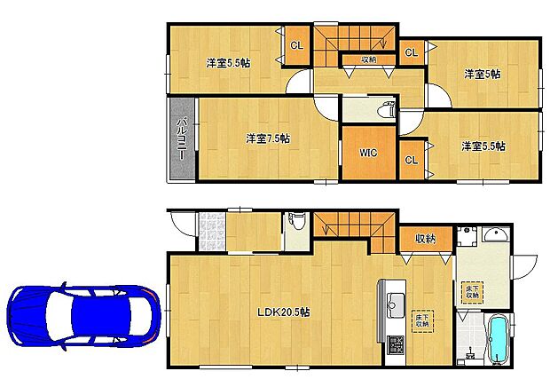 【広々4LDK+WIC】ゆとりのある間取りですよ!家族の多いご家庭も安心ですね!