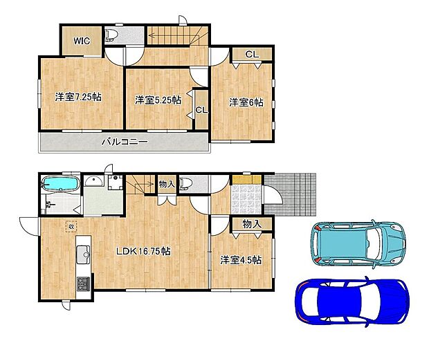【並列に駐車2台可能です】愛車の置き場所に困らないですね!広々駐車スペースはママやお子様の自転車も停められますね♪