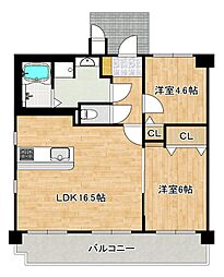 エクセル長居 2LDKの間取図画像
