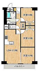 とがグリーンハイツ 3LDKの間取図画像