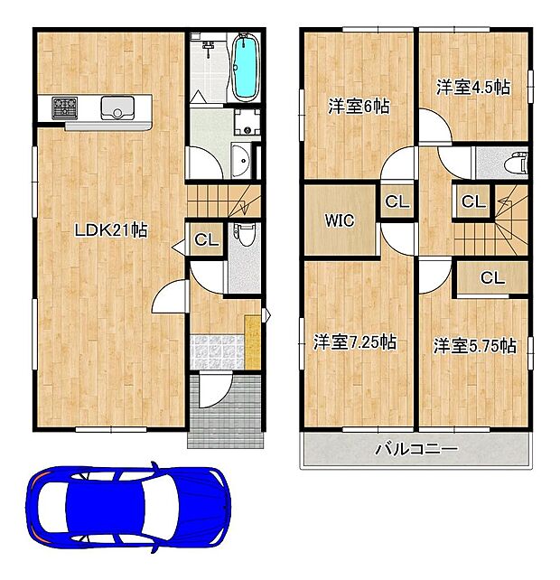 ４ＬＤＫ+ＷＩＣ！暮らしやすい間取りですので、子供部屋や趣味のお部屋も作れますね♪ 資料請求だけでもお気軽にお問い合わせください！