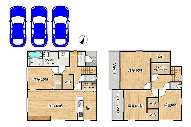 ゆとりある４ＬＤＫ+４ＷＩＣ+お庭！子供部屋や趣味のお部屋も作れますね♪資料請求だけでもお気軽にお問い合わせください！