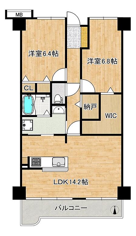 2LDKの暮らしやすい間取り!全室6帖以上のゆとりある住まいでのびのび新生活をここではじめませんか♪