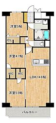 堺東グリーンハイツB棟 2SLDKの間取図画像