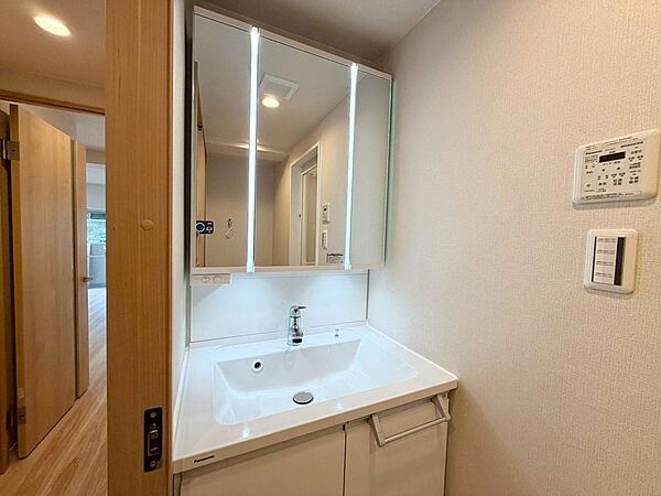【洗面台新調】シャワー付きなので、朝の身支度の忙しい時間に重宝しますね♪