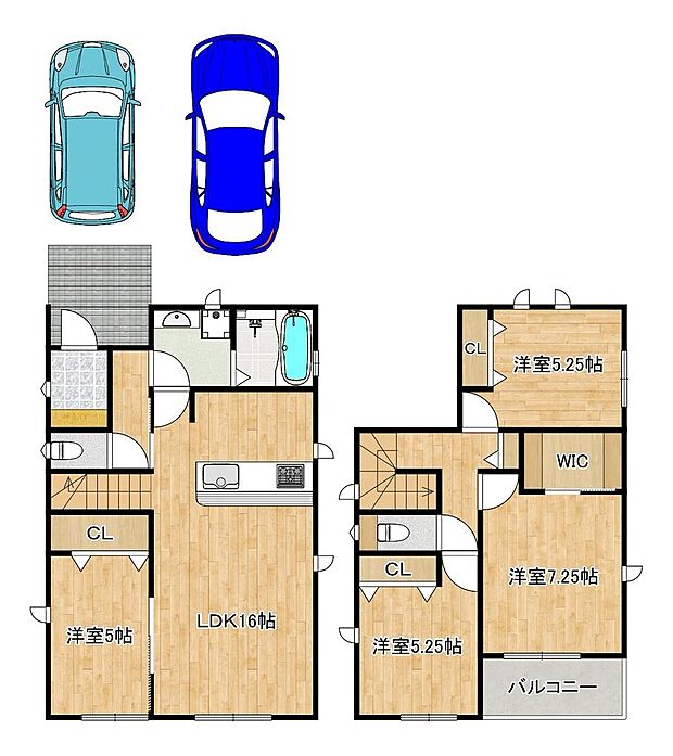 【土地約36.13坪】並列に駐車2台可能!セカンドカーや来客時にも安心!
