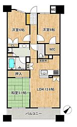リバーガーデンコスモスクエア 3LDKの間取図画像