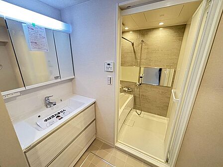 身だしなみを整えるのに重宝するシャワー付きの洗面台です♪洗面台に収納もあるため、整頓しやすいですね!