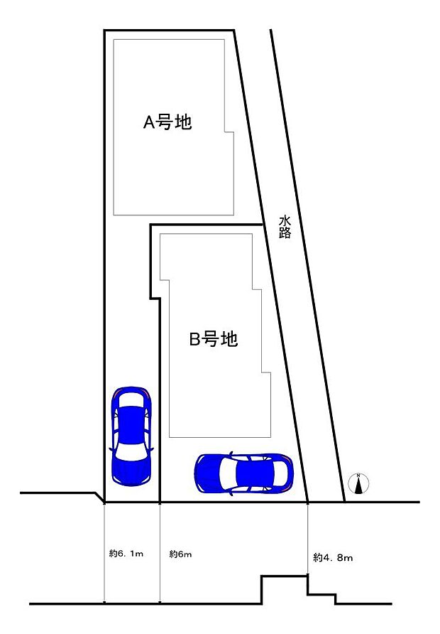 前面道路約４．８ｍ〜約６．１ｍ！広々運転の苦手な方も安心ですね♪