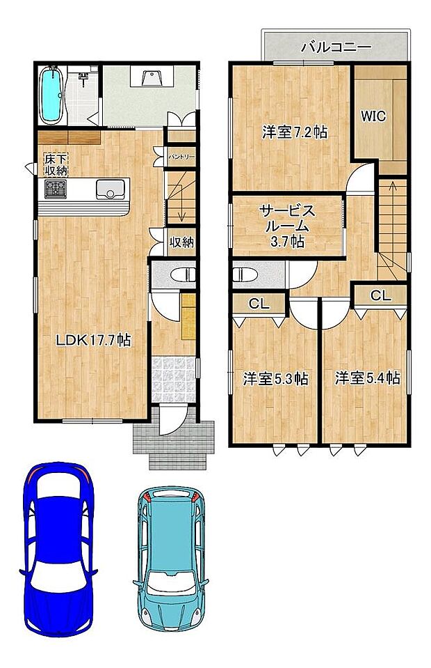 駐車2台可能です♪愛車の置き場所に困らないですね♪