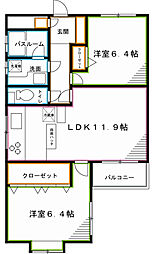 JR中央本線 荻窪駅 徒歩7分の賃貸マンション 3階2LDKの間取り