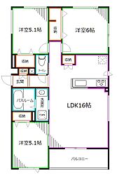 西武新宿線 鷺ノ宮駅 徒歩2分の賃貸アパート 3階3LDKの間取り