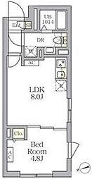 JR中央本線 荻窪駅 徒歩5分の賃貸マンション 2階1LDKの間取り