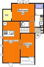 Foresight bldg.B 2階2LDKの間取り