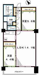 京王井の頭線 高井戸駅 徒歩7分の賃貸マンション 10階2LDKの間取り