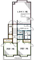 JR中央本線 荻窪駅 徒歩11分の賃貸マンション 1階2LDKの間取り
