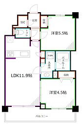 西武新宿線 鷺ノ宮駅 徒歩8分の賃貸マンション 2階2LDKの間取り