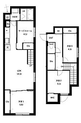 JR総武線 西荻窪駅 徒歩13分の賃貸マンション 4階3SLDKの間取り