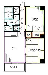 JR中央本線 荻窪駅 徒歩9分の賃貸マンション 2階2DKの間取り