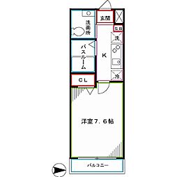 西武新宿線 井荻駅 徒歩5分の賃貸マンション 2階1Kの間取り