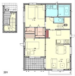 西武新宿線 都立家政駅 徒歩3分の賃貸マンション 2階2LDKの間取り