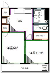 JR中央本線 西荻窪駅 徒歩3分の賃貸マンション 1階2DKの間取り