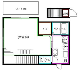 西武新宿線 下井草駅 徒歩9分の賃貸アパート 2階1Kの間取り