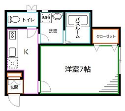 JR中央本線 荻窪駅 徒歩10分の賃貸アパート 2階1Kの間取り