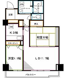 JR中央本線 荻窪駅 徒歩2分の賃貸マンション 13階2LDKの間取り