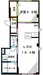 JR中央本線 荻窪駅 徒歩14分の賃貸マンション 1階1LDKの間取り