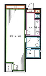 JR中央本線 荻窪駅 徒歩5分の賃貸マンション 2階1Kの間取り