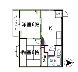 下井草ハイツ 2Kの間取図画像