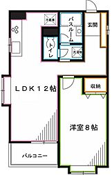 コーポロイヤル 1LDKの間取図画像