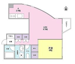 キークハイム秋田 1LDKの間取図画像