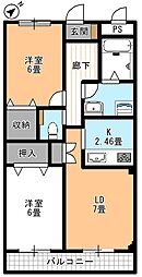 コンフォール 1階2LDKの間取り